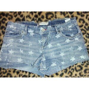 LEVIS Star Print Shorty Shorts Cut-off Denim Jeans Short Blue Stars Size 15